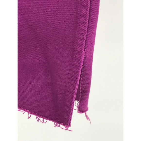 ZARA Women's Purple High Waisted Flare Jeans Sz 4 | Wide Leg Raw Split Hem - Picture 6 of 11